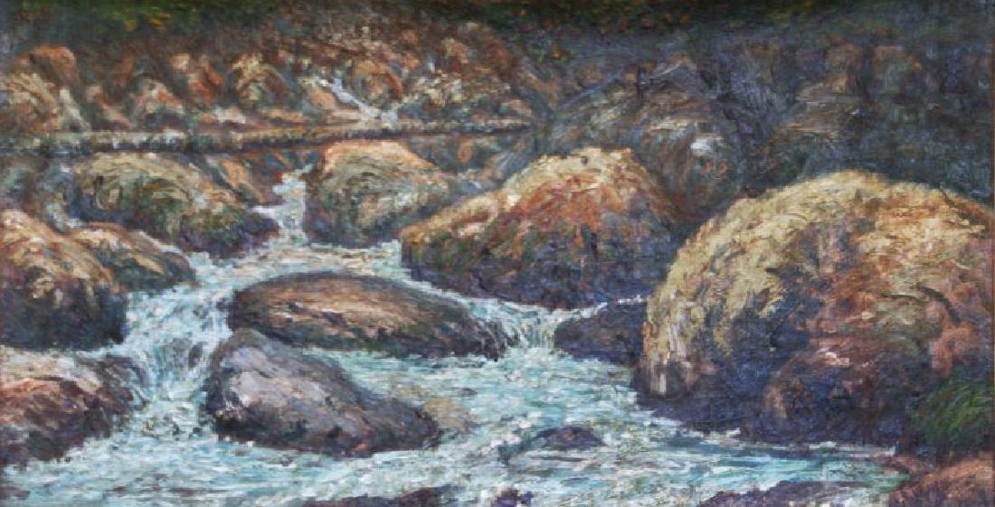 Attributed to Ernest Lawson (1873-1939): Rocky Inlet, 1914, 13 1/2" x 24", Signed Lower Right, Framed.