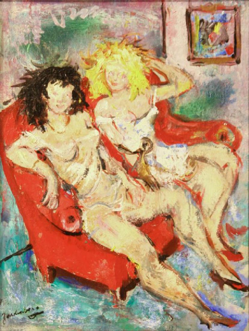 Arthur Zaidenberg (1908-1990): Friends, c. 1970, Oil on Canvas Board, 14" x 11", Signed Lower Left, Framed