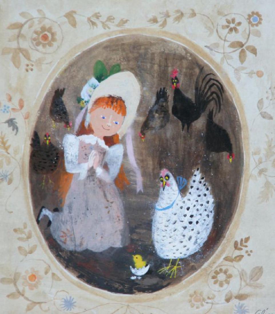 Alice Provensen (b. 1918): Newborn Chick, 20th Century, Gouache on Board, 9 1/4" 9 1/2", Signed Lower Right, Unframed.