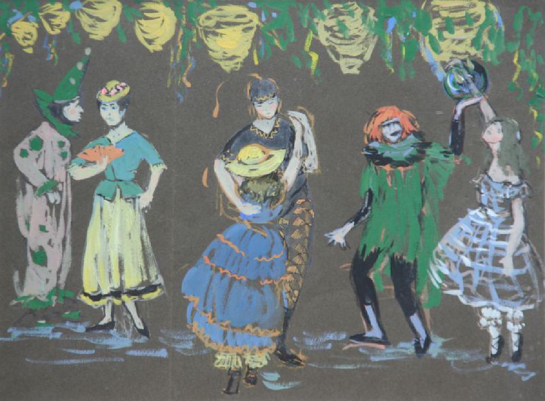 Konrad Cramer (1888-1963): Maverick Festival 1919, 1919, Gouache on Paper, 10 1/2" x 14", Unsigned, Framed. Inscribed by artist's daughter Aileen Kramer on verso.