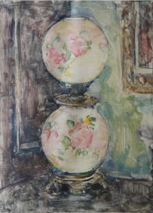 Mary Beth McKenzie (20th Century): Victorian Lamp, c. 1980, Monoprint, 16" x 12", Signed Lower Right, Framed.