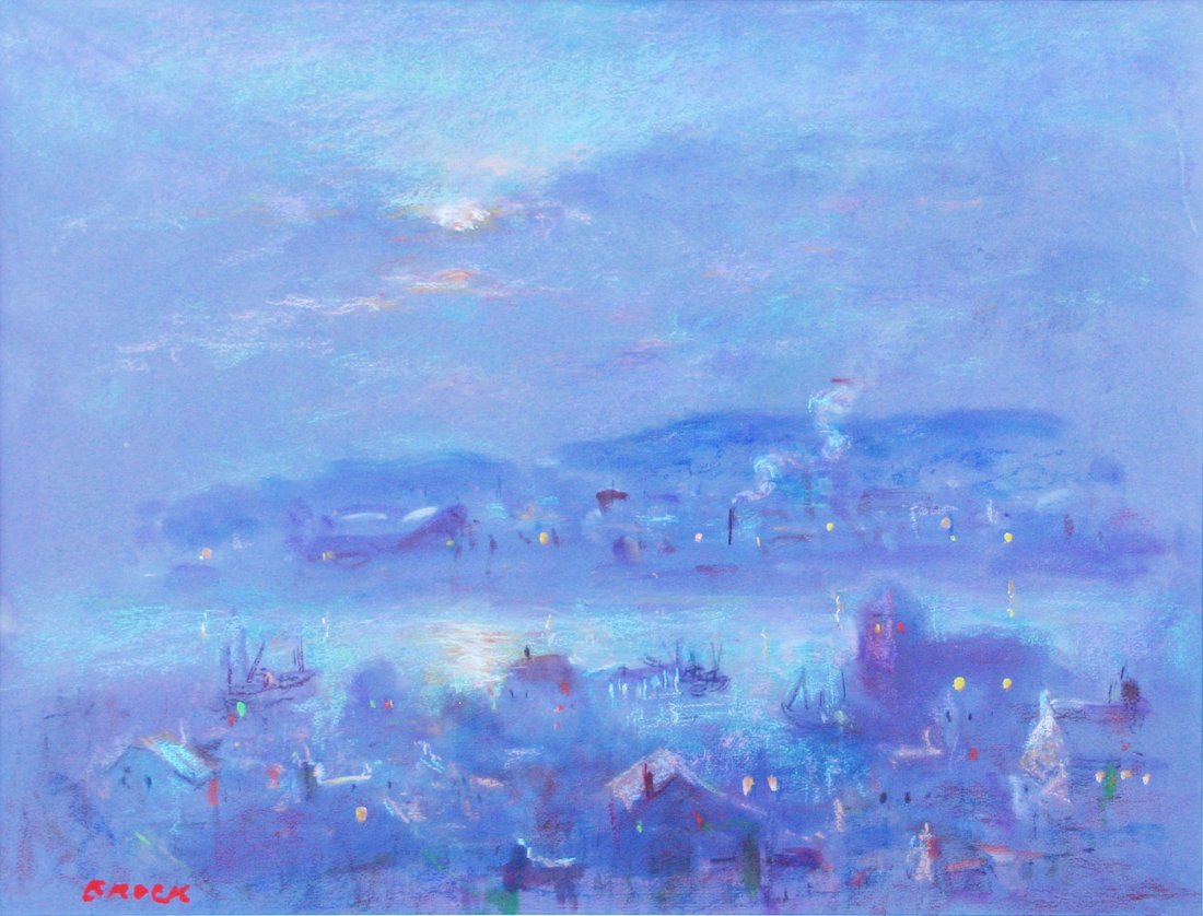 Brock Brockenshaw (1912-2004): Hudson River View, Kingston, c. 1990, Pastel on Paper, 19" x 24 1/2", Signed Lower left, Framed.