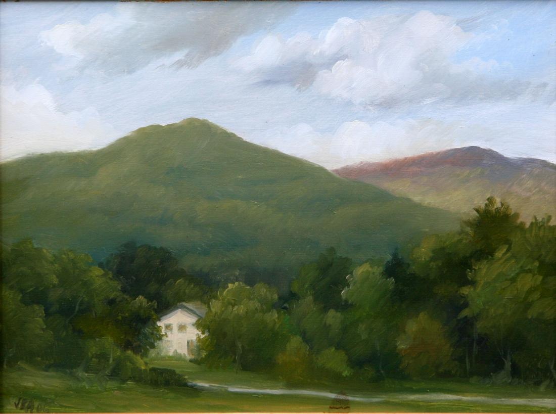 Jane Bloodgood Abrams (20th C): Overlook from the Golf Course, 2005, Oil on Board, 9" x 12", Signed Lower Left, Framed