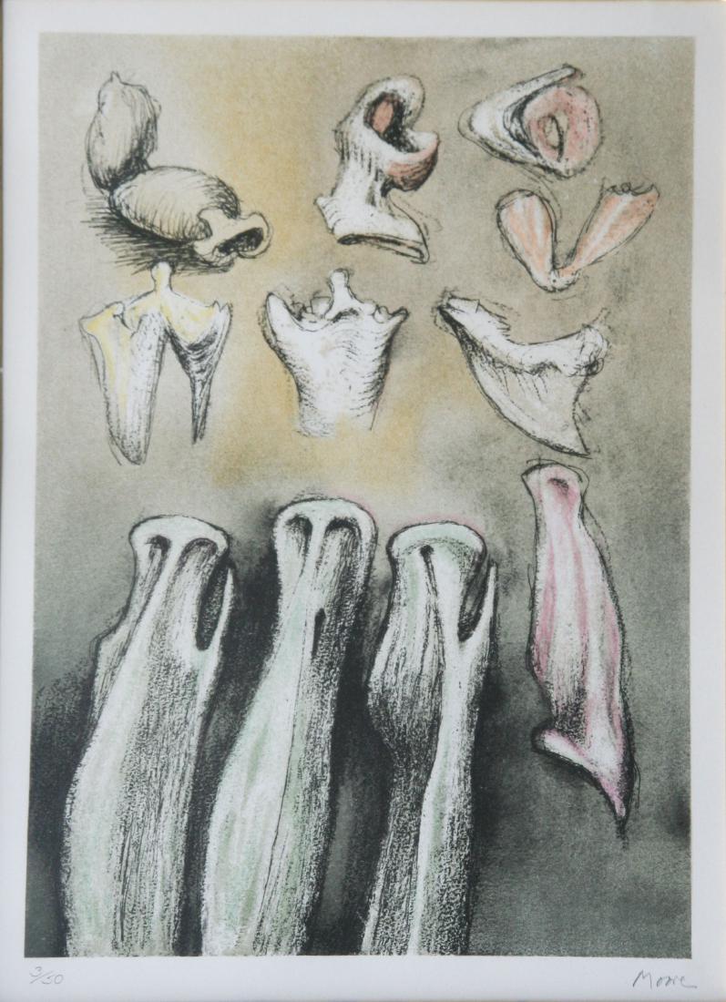 Henry Moore (1898 - 1986): Three Sisters, c. 1975, Color Lithograph, 13.5" x 9.75", Signed Lower Right, Edition 3/30, Framed