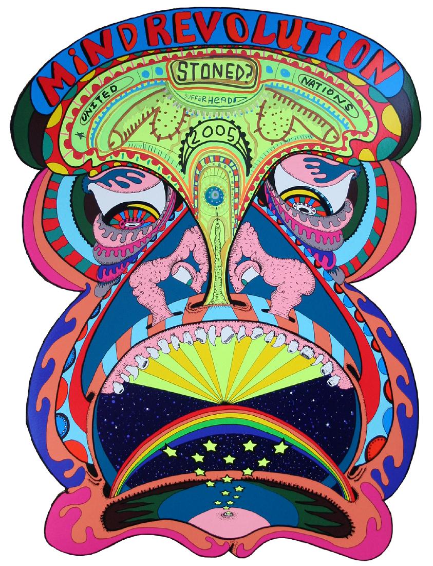 Erik Parker (b. 1968): Mind Revolution, 2005, 20 Color Screen Print on Coventry Rag, 30" x 22", Edition: 2/50, Signed on Verso, Unframed. Exit Art: Tantra