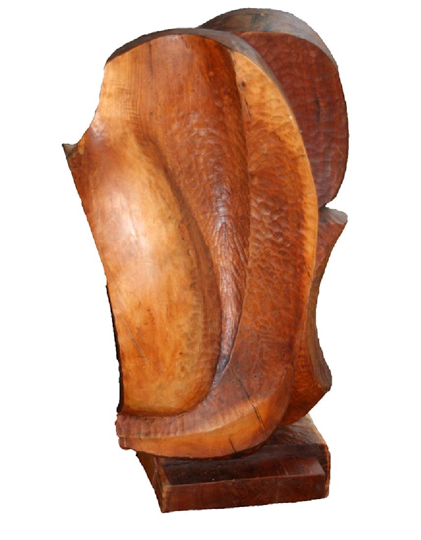 Eduardo Chavez (1917-1995): Emperor, c. 1975, Carved Wood (Cherry) 37.5"H x 19H x 14" D, Estate Stamp on Bottom.