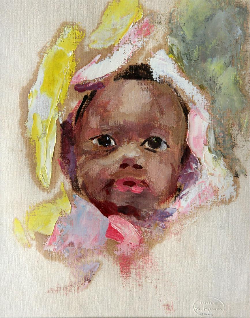 Margery Ryerson (1886-1989): Baby Bonnet, c. 1950, Oil on Paper, 12" x 10", Estate Stamp Lower Right, Framed. From the estate of Margery Ryerson.