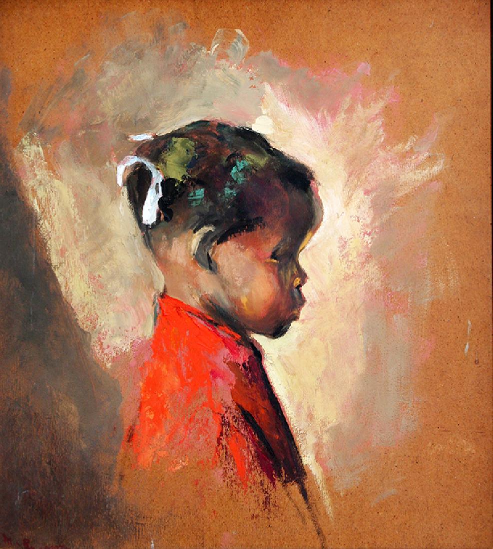 Margery Ryerson (1886-1989): Profile, c. 1950, Oil on Board, 20" x 18", Initialed Lower Left, Framed. From the estate of Margery Ryerson.
