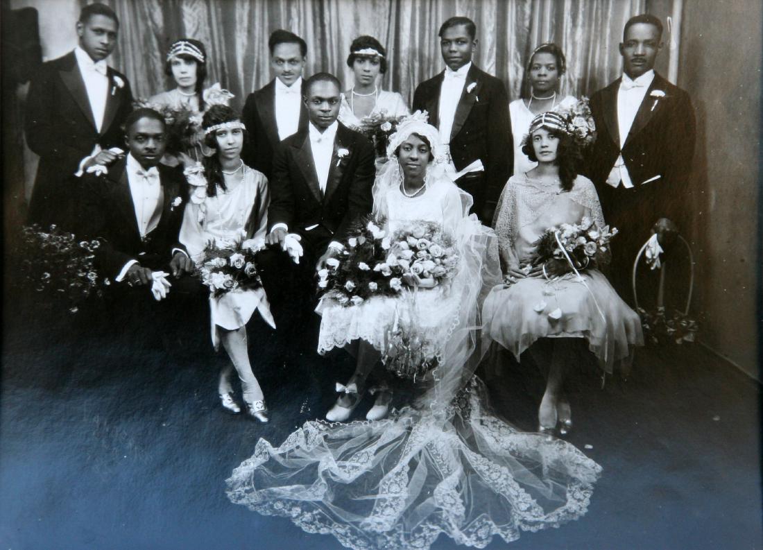 James Van Der Zee (1886-1983): Wedding Party Portrait - NYC, 1930, Silver Gelatin Print, 6.75" x 9.25", Signed Lower Left (in negative), Unframed