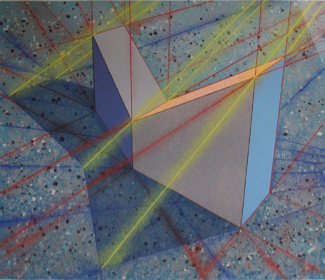 Ronald Davis (b. 1937): Isosceles Triangle, 1988, Silkscreen, 32" x 35.5", Sigend Lower Right, Edition: 55/88, Framed. Shoshana Wayne Gallery, Sant Monica, CA, label on verso.