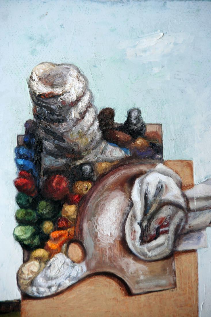 Richard Baker (b. 1959): Untitled, 1990, Oil on Linen, 16" x 14", Unsigned, Framed. Washburn Gallery label on verso.