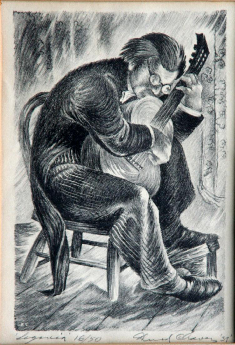 Eduardo Chavez (1917-1995): Andre Segovia, 1939, Lithograph, 6.5" x 4", Signed and Dated Lower Right, Titled Lower Left, Unframed