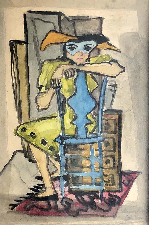 Lucille Blanch (1895-1981): "Before Masquerade", C. 1950, Watercolor on Paper, 5.5" x 4", Signed Lower Right, Framed.