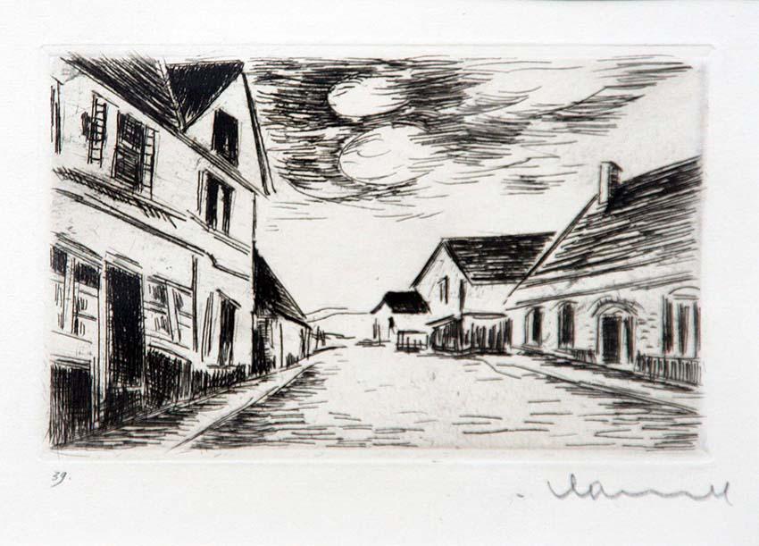 Maurice de Vlamick (1876-1958): "Le Moulin", 1927, Etching, 4" x 6.25", Framed. Provenance: Holme Gallery, Bethesda, 1973.