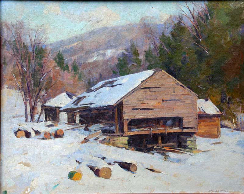 Allen Cochran (1888-1971): "Sawmill - Hemlock Hollow", c. 1960, Oil on Canvas Board, 16" x 20", Signed Lower Right, Framed.