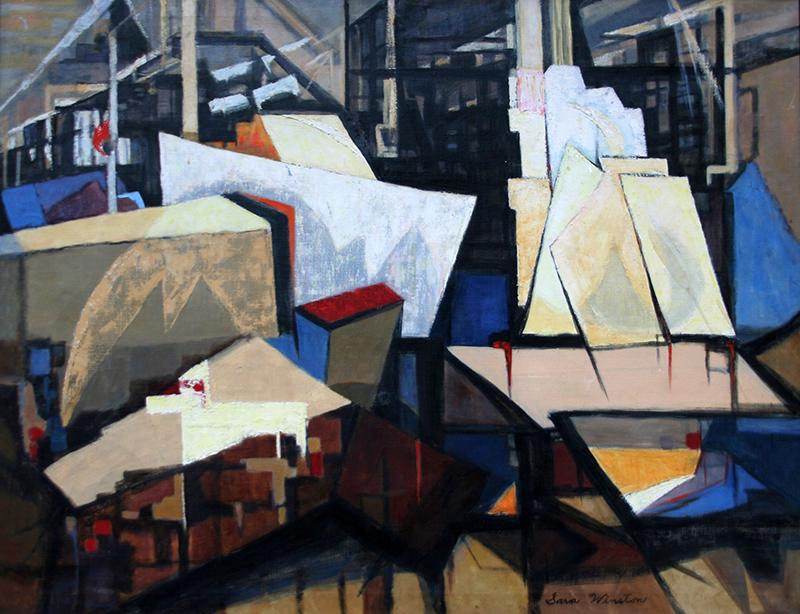 Sara Winston (20th Century): "Cityscape", c. 1970, Oil on Canvas, 33.25" x 42.5", Signed Lower Right, Framed.