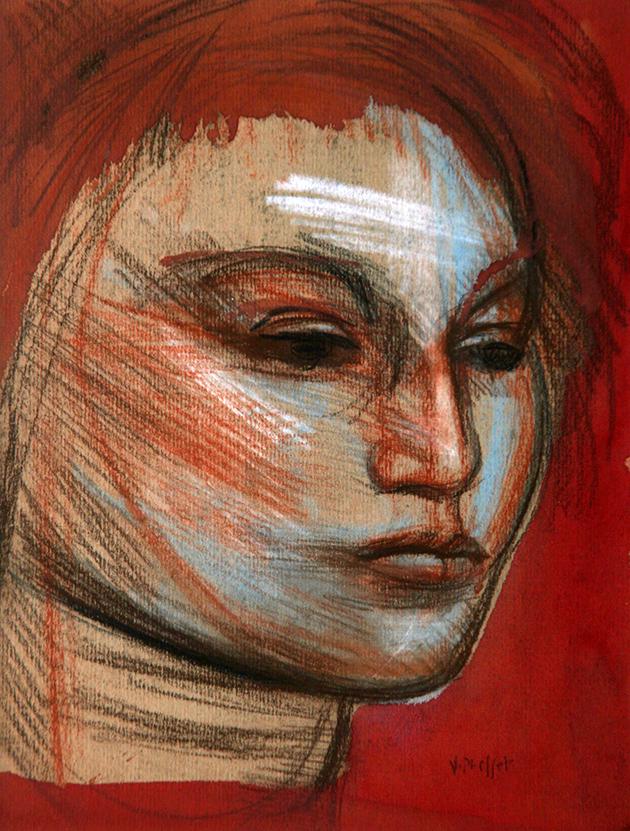 Josef Presser (1906-1967): "Portrait", c. 1960, Pastel on Paper, 10.5" x 7.75", Signed Lower Right, Framed.