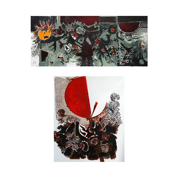 Eduardo Chavez (1917-1995): Lot of Two: "Sun I", c. 1980, Serigraph, 16" x 12" Edition 7/50 / "An Evolution" c. 1998, Lithograph, 12.5" x 24", Edition 8/50, Signed Lower Right (both), Unframed (both).