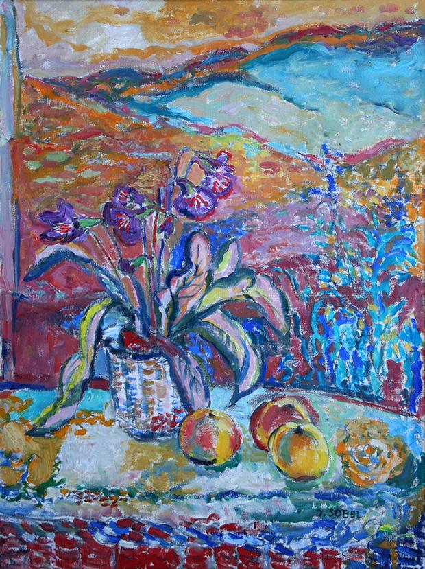 Jehudith Sobel (1924-2012): "Still Life", c. 1960, Oil on Canvas, 30" x 24", Signed Lower Right, Framed.