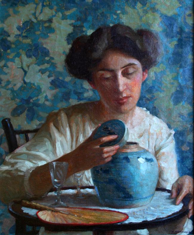 William Chadwick (1879 - 1962): "The Ginger Jar"; c. 1910; Oil on Canvas; 24" x 20", Signed Lower Right, Framed.