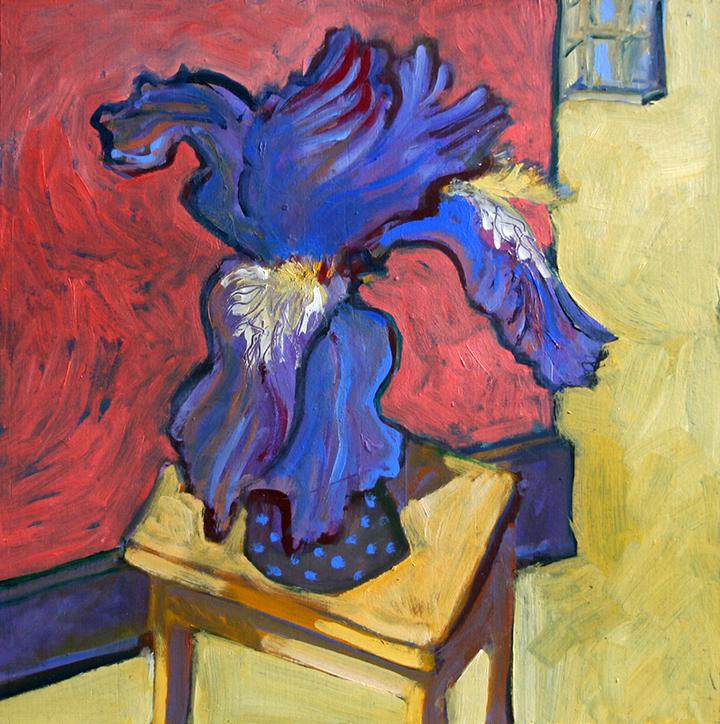 Jason McWhorter (1943 - 2018): "Iris", c. 2015, Oil on Board, 14" x 13.5", Estate Stamp Verso, Unframed