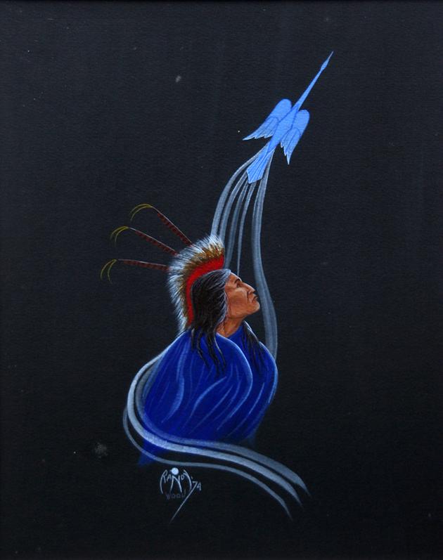 Randy Wood (1942 - 1982): "Spirit", 1974, Gouache on Paper, 12" x 9", Signed Lower Center, Framed