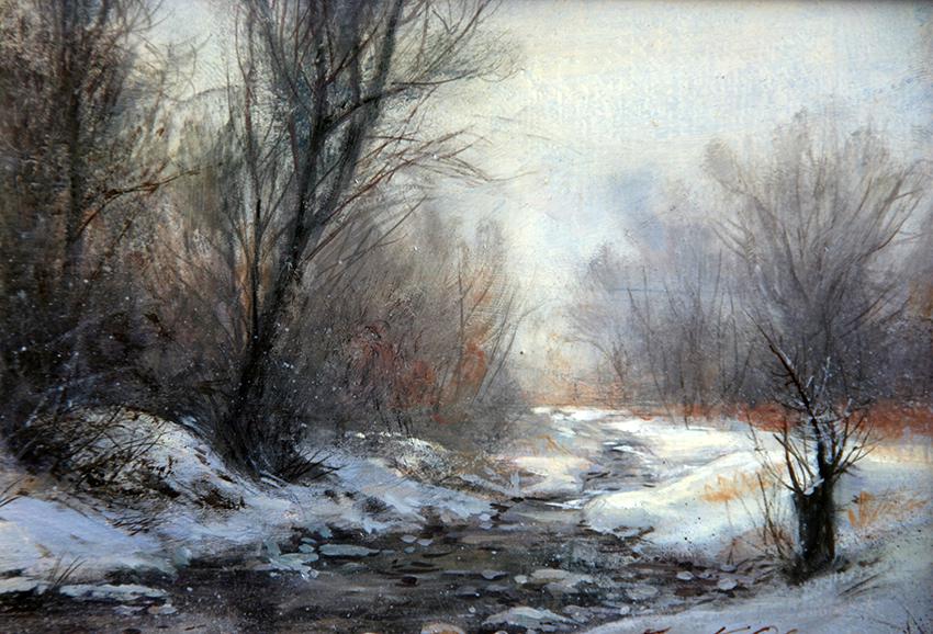 Greg Olsen (20th Century): Winter Study #2, 1986, Oil on Board, 5" x 7", Signed Lower Right, Framed. Provenance: Trailside Galleries, Jackson, WY.