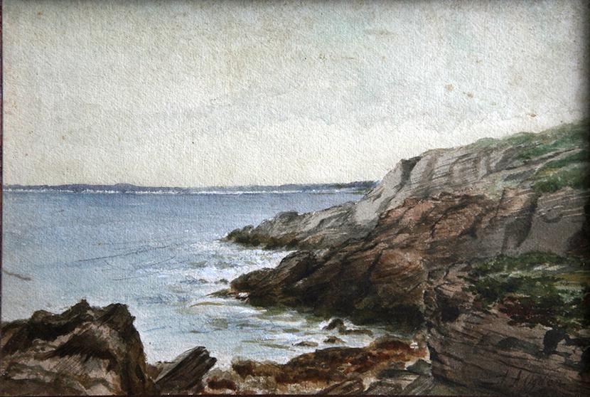 Anne Ogden (19th-20th Century): Peoits Neck, Main, c. 1910, Watercolor on Paper, 10" x 14", Signed Lower Right, Framed. Artist describes location and history (Winslow Homer) on verso.