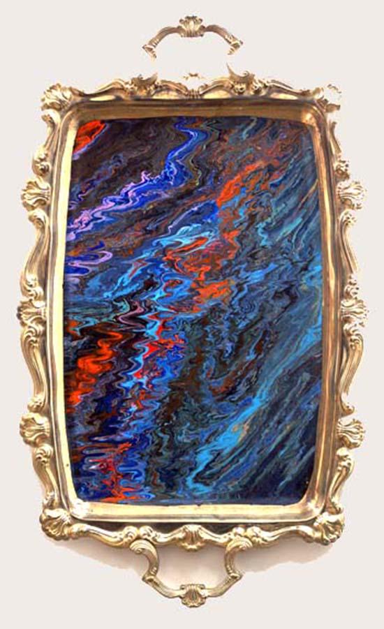 Robert Melee (20th Century): Disco Tray, 2009, Metal/Enamel/Latex Paints, 23" x 13.5", Signed on Verso, Unframed. Andrew Krepes Gallery (NYC) label on verso. Estate of Ed Baynard.