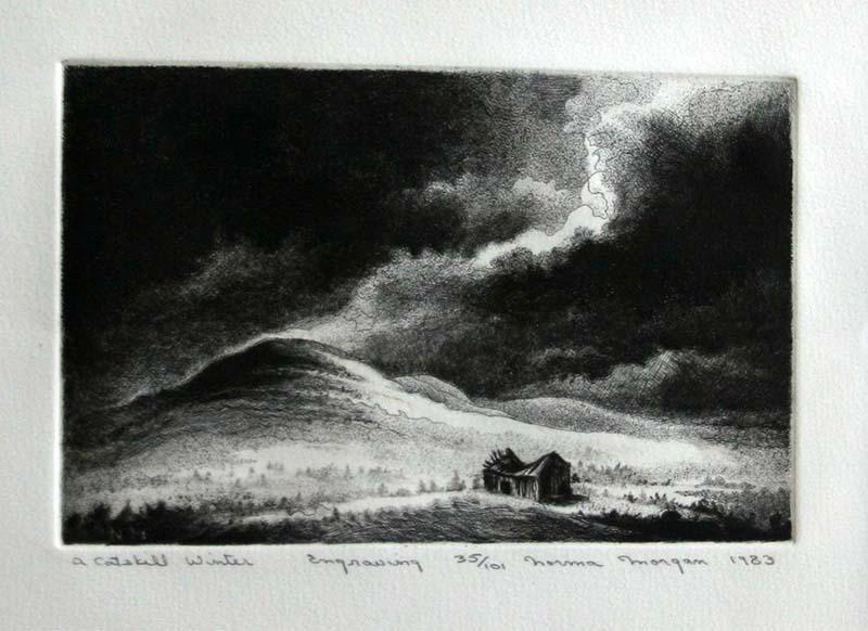 Norma Morgan (20th Century): A Catskill Winter, 1983, Engraving, 6" x 8.5", Signed Lower Right, Unframed, Edition 35/101.