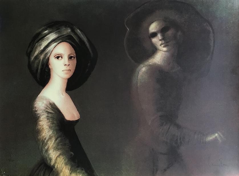 Leonor Fini (1907-1996): "La Tenebrosa", 1982, Serigraph, 22" x 30", Signed Lower Right. Note: Minor folding on corners.