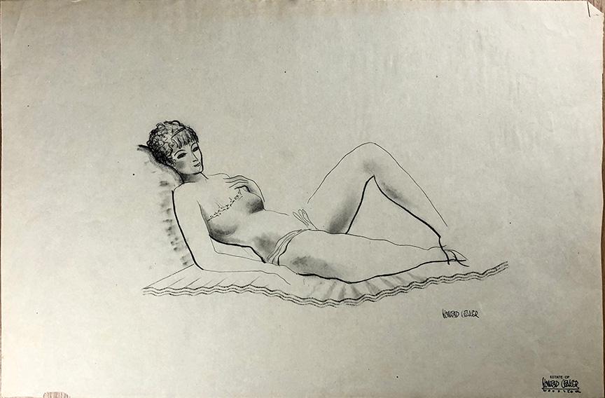 Konrad Cramer (1888-1963): "Maybe, Maybe Not", c. 1940, Hand-Worked Lithograph, 8" x 12", Estate Stamp Lower Right. Note: Small tear lower left.