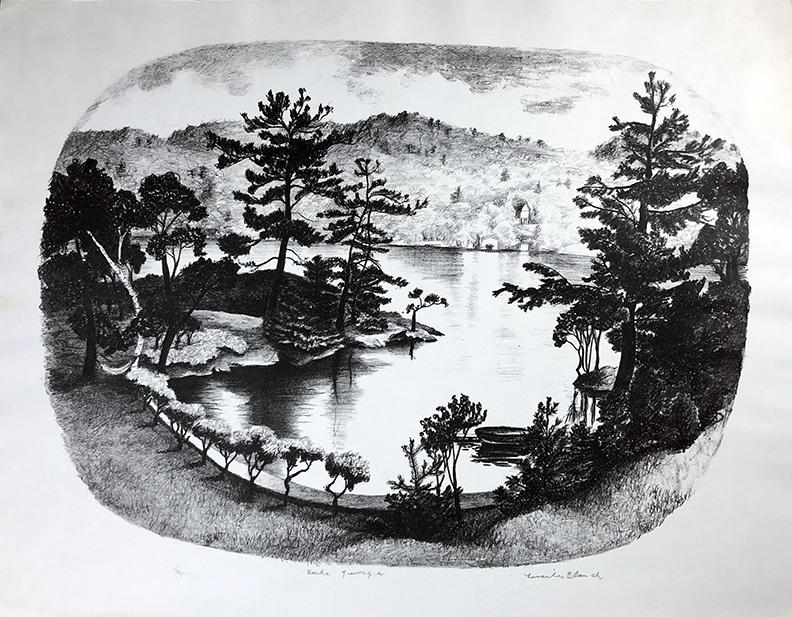 Lucille Blanch (1895-1981): "Dollar Bay, Lake George", 1929, Lithograph, 14" x 18", Signed Lower Right.