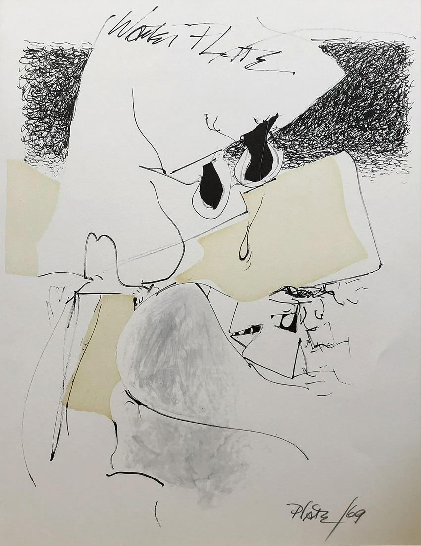 Walter "Bud" Plate (1925-1972): Untitled, 1969, Lithograph, 21"x 16", Signed Lower Right.