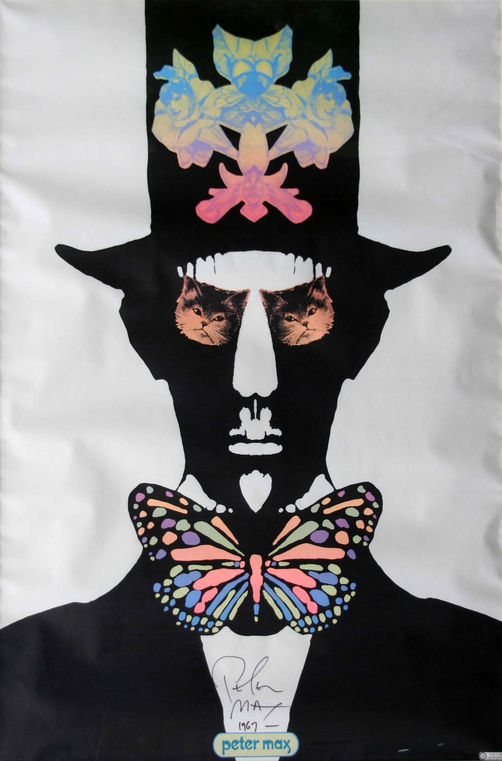 Peter Max (b. 1937): "Top Cat", 1967, Print-Multiple Lithograph, 36" x 24", Signed Lower Center Note: Inscribed on verso by artist.