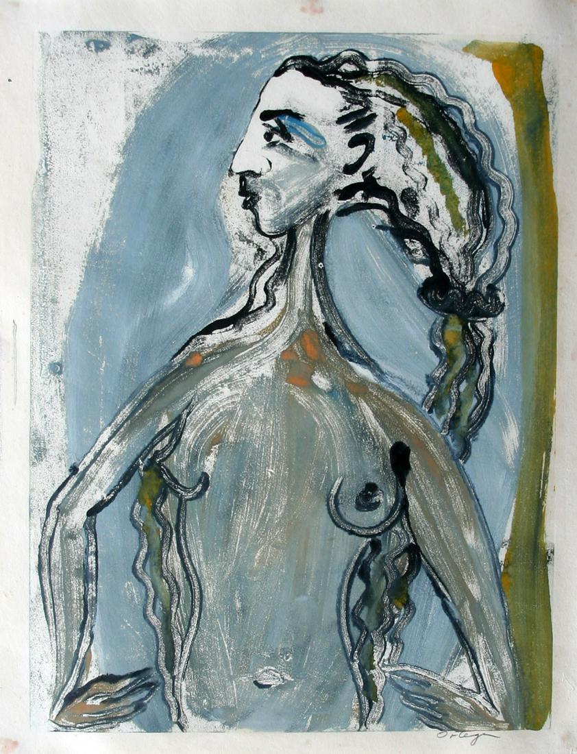 Alfred Ortega (20th Century): "Woman", 20th Century", Lithograph, 25" x 20", Signed Lower Right.