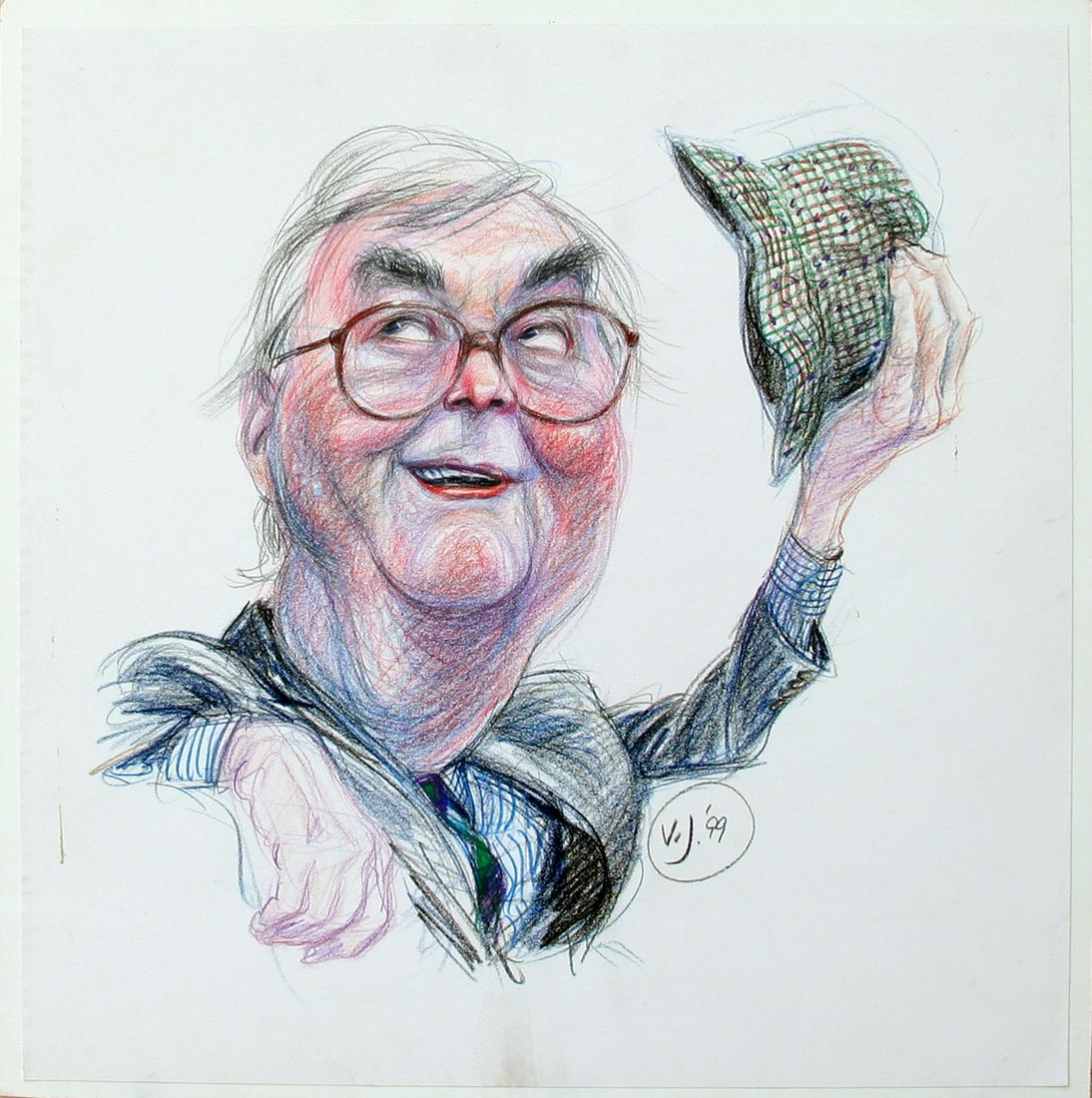 Victor Juhasz (b. 1954): "The New Yorker" (Daniel Patrick Moynihan) 1999, Colored Pencil, 15" x 15", Signed Lower Right. Note: Award winning illustrator.