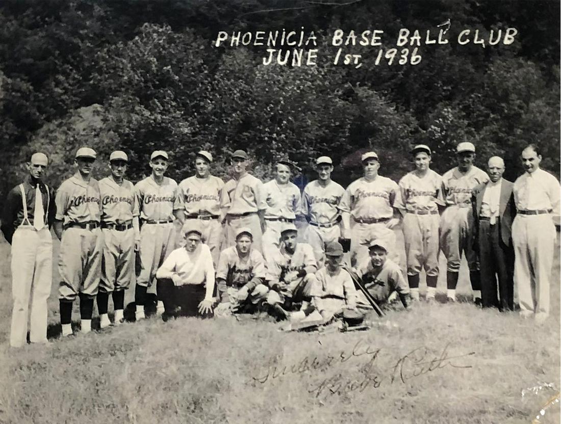 Babe Ruth Autograph: Photograph Signed by Babe Ruth, "Phoenicia Basebal Club, June 1, 1936", Silver Gelatin Print, 8" x 10", Note: Photographer unknown.