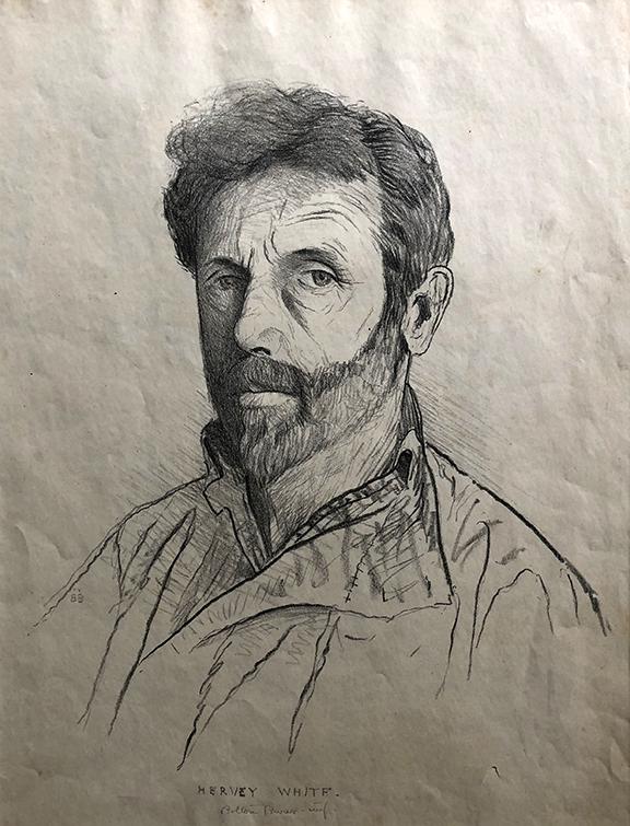 Bolton Coit Brown (1864-1936): "Portrait of Hervey White", c. 1910, Lithograph, 12" x 10", Signed Lower Center.