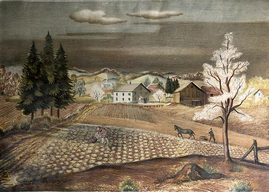 Emil Ganso (1895-1941): "Spring", 1939, Color Lithograph, 11.5" x 16", Signed Lower Right.