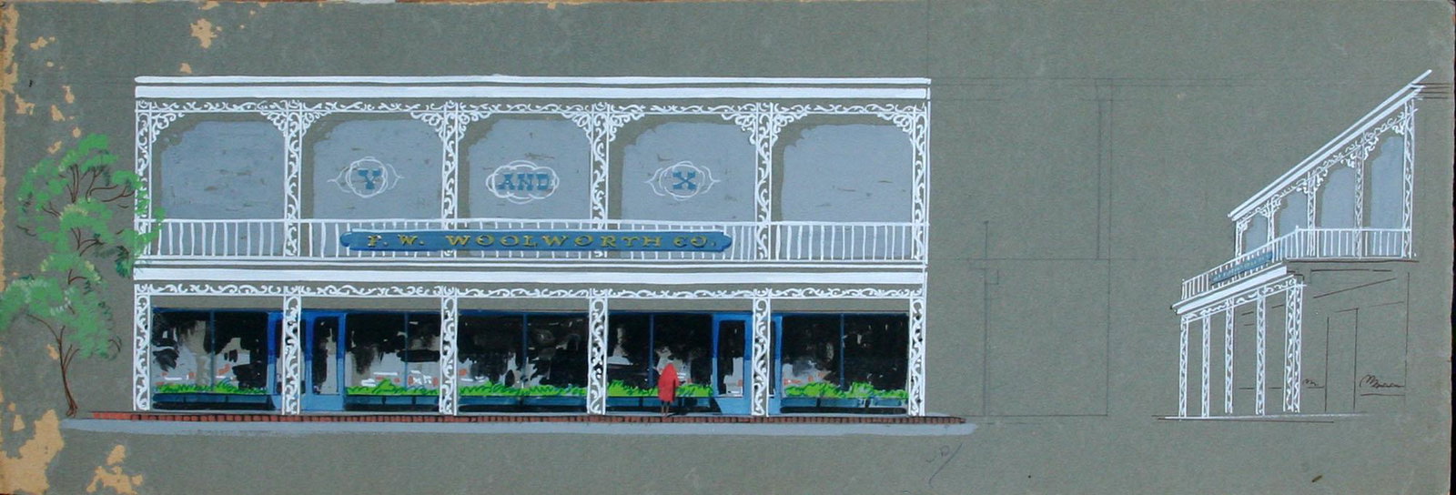 John Pike (1911-1979): Pike Plan Design, Kingston, NY, 1969, Gouache on Board, 10" x 27", Signed on Verso. Note: Minor paint loss left side.