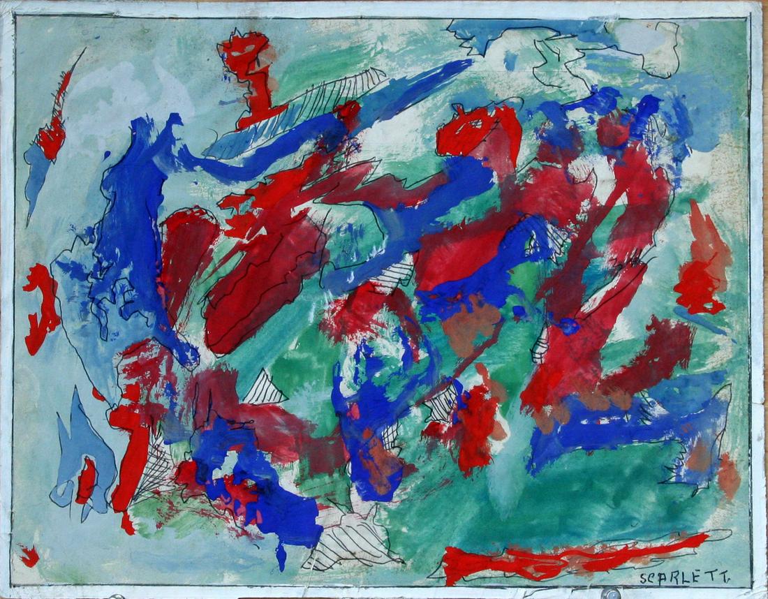 Rolph Scarlett (1889-1984): Untitled Abstract, 20th Century, Ink and Watercolor on Paper, 9.5" x 12", Signed Lower Right.