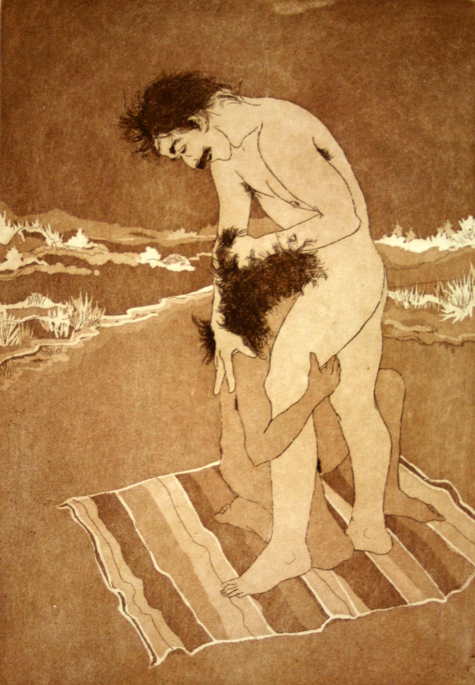 Beatriz Berman (1947-2017): "Risque", 1980, Etching and Aquatint, 12.5" x 8.5", Signed Lower Right. Note: Blind Embossed "impressao Atua" Lower Left.