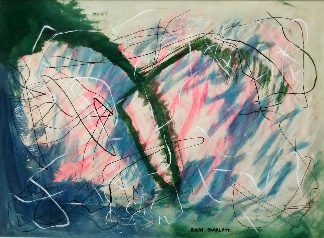 Rolph Scarlett (1889-1984): Untitled Abstract, 20th Century, Ink and Watercolor on paper, 17" x 23", Signed Lower Right.