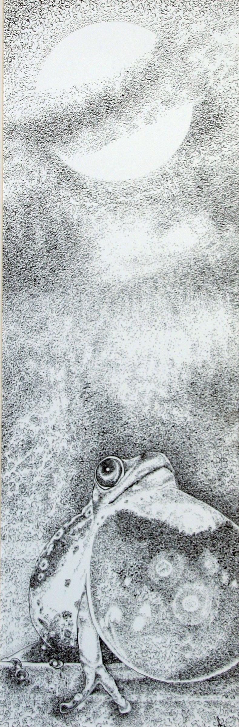 Marty Carey (b. 1938): "Singing Frog", 2005, From "Full Moon" Series, Ink on Paper, 21" x 7", Signed Lower Right.