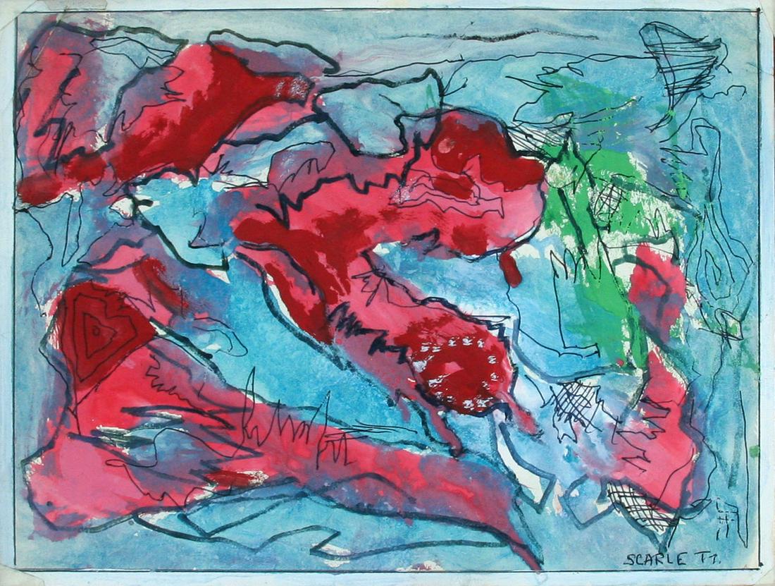 Rolph Scarlett (1889-1984): Untitled Abstract, 20th Century, Ink and Watercolor on Paper, 9" x 11.5", Signed Lower Right.