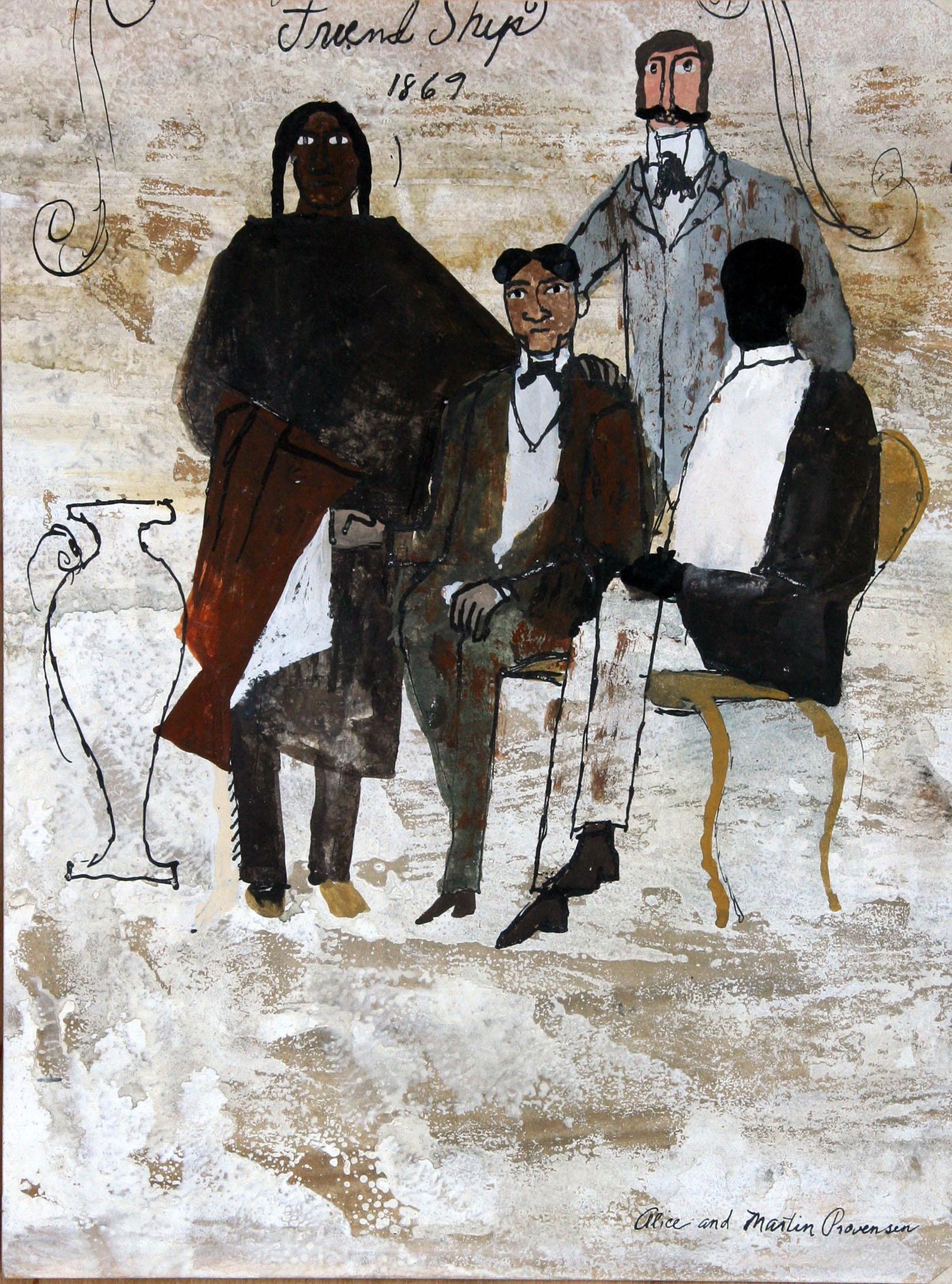 Martin and Alice Provensen (20th Century): "Friendship, 1869", 20th Century, Ink and Gouache on Paper, 12" x 9", Signed Lower Right. Note: Children's book illustration.