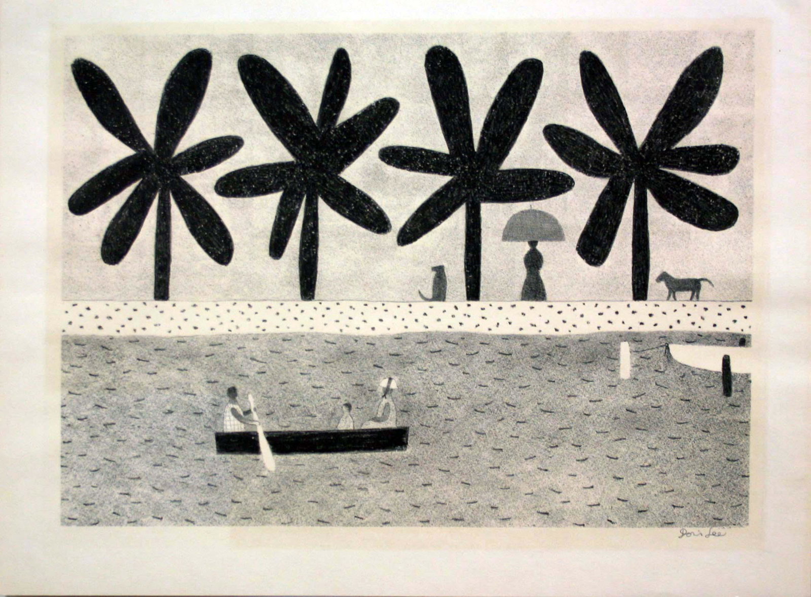 Doris Lee (1905-1983): "Along the Waterway", 1961, Lithograph, 10" x 14", Signed Lower Right.
