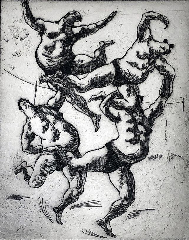 John Fenton (1912-1977): "Acrobats II, c. 1970, Etching, 5" x 4", Signed Lower Right, Edition: AP