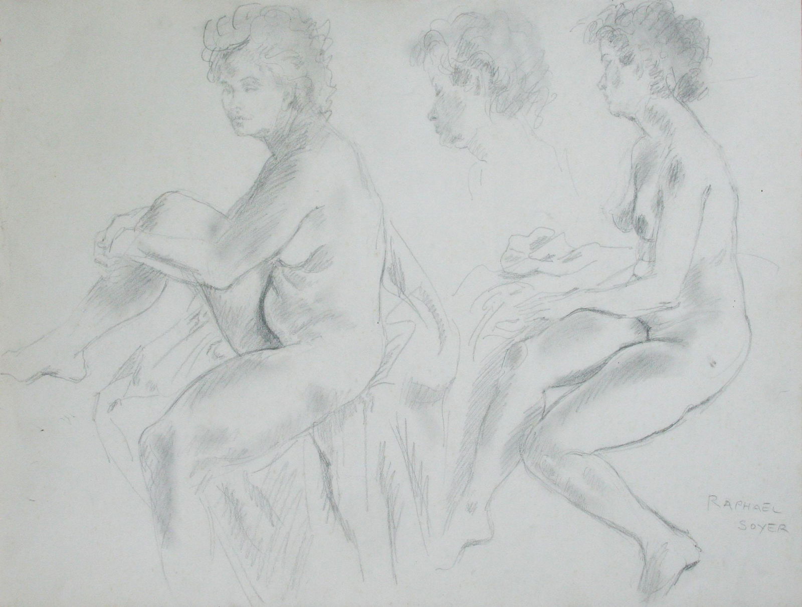 Raphael Soyer (1899-1987): "Nude Study", 20th Century, Graphite on Paper, 16" x 23", Signed Lower Right.